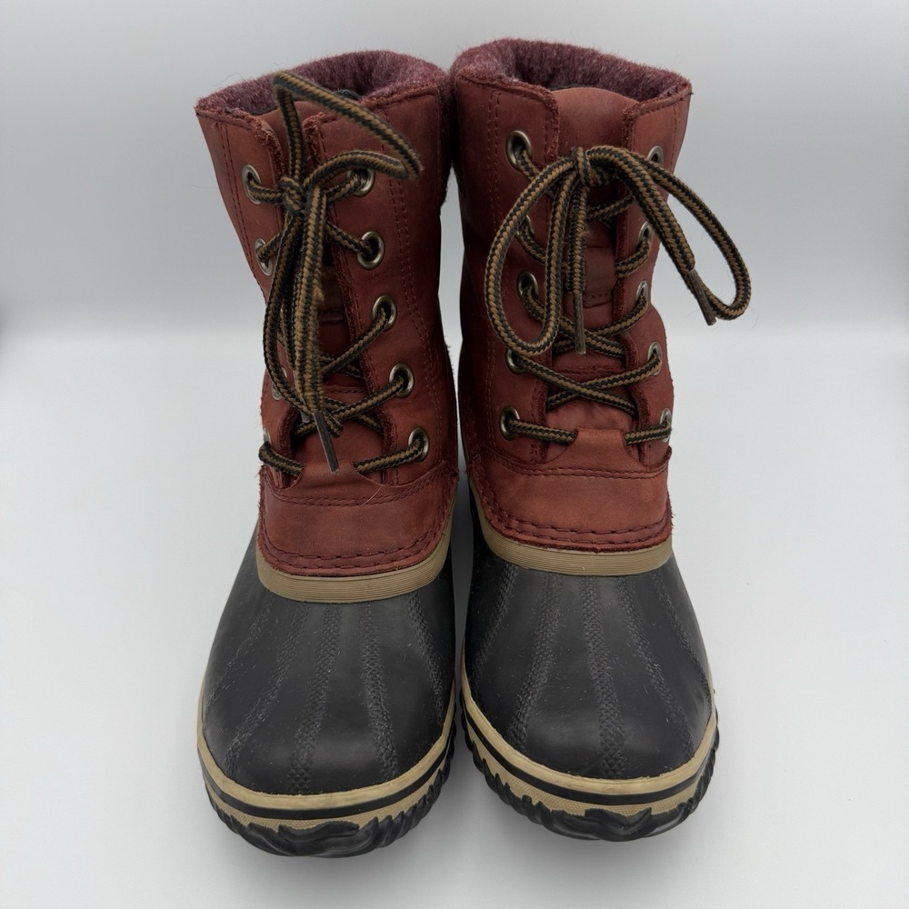 Sorel Slimpack II Lace up‎ Boots Duck Style Burgundy Red Size Women's 7.5